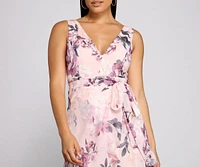 Wrapped Romance Floral Chiffon Maxi Dress