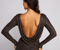 Draped Glamour Glitter Mini Dress