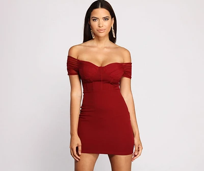 Sweet And Sultry Off-The-Shoulder Mini Dress