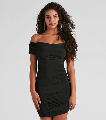 Alluring And Chic Off-The-Shoulder Mini Dress