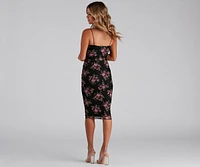 Romantic Vibes Floral Mesh Midi Dress