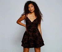 Bring The Flare Flocked Velvet Skater Dress