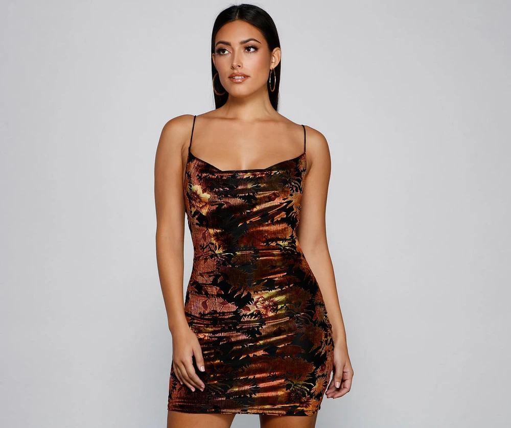 Falling For You Velvet Burnout Mini Dress