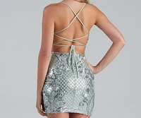 Makin' Magic Damask Sequin Mini Dress