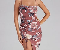 Paradise Floral Ruched Midi Dress