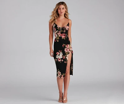 Floral Feels Scoop Neck Strappy Midi Dress