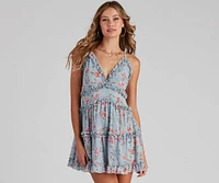 Flirty Floral Chiffon Babydoll Dress