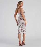 Fine Floral V-Neck Midi Dress