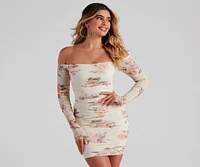 Pretty Rosy Mesh Floral Mini Dress