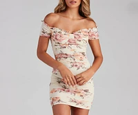 Sweet And Stunning Rose Floral Mesh Mini Dress