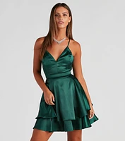 Dream Of Lace Satin Skater Dress