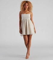 Twirl All Day Linen Skater Dress