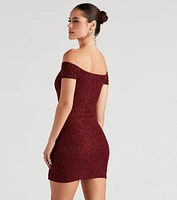 Love Spark Glitter Off The Shoulder Dress