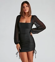 Elevated Puff Sleeve Ruched Mini Dress