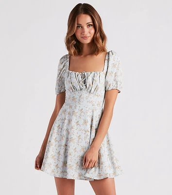 Budding Romance Floral Chiffon Skater Dress