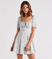 Budding Romance Floral Chiffon Skater Dress