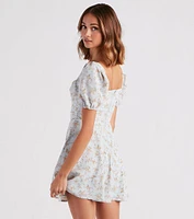 Budding Romance Floral Chiffon Skater Dress