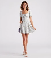 Budding Romance Floral Chiffon Skater Dress