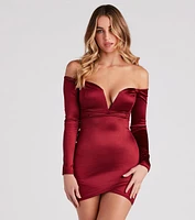 Alluring Chic Off-The-Shoulder Satin Mini Dress