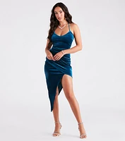 Feeling Luxe Velvet Wrap Midi Dress