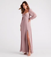 Sheer Beauty Chiffon Slit Maxi Dress