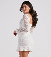 Lovely Lace Ruffle Hem Mini Dress