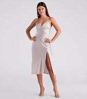 Rendezvous Satin Slip Midi Dress