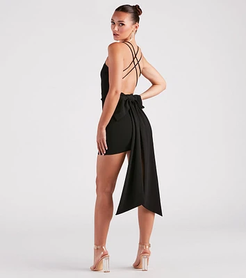 Strike A Pose Crepe Bow Back Mini Dress