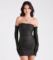 Arm Candy Strapless Mini Dress With Gloves