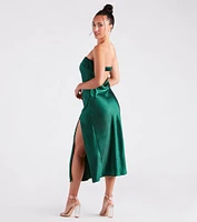 Silky And Chic Satin Midi Slip Dress