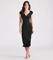 Iconic Basic Cap Sleeve Midi Dress