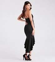 Well-Refined Crepe Ruffled Midi Dress