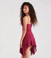 Glam Goals Rosette Accent Glitter Skater Dress