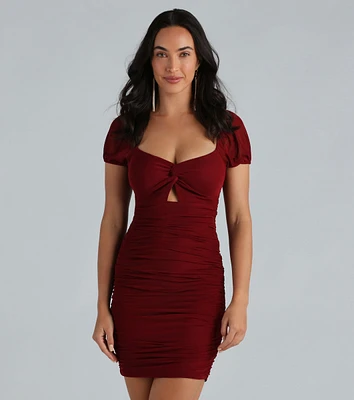 Fliratious Mood Ruched Bodycon Mini Dress