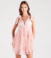 Time To Twirl Floral Tulle Babydoll Dress