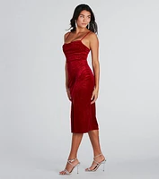 All Is Merry Velvet Glitter Midi Dress