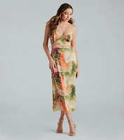 Stunning Standout Marble Print Satin Midi Dress