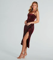 Time For Glitz Glitter Velvet Midi Dress