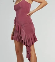 Charmed Persona Scoop Neck Ruffled Mini Dress