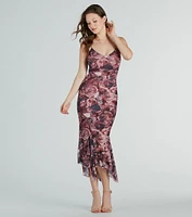 Bloom With A View Floral Ruffle Midi Dress