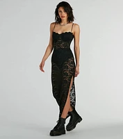 Kiss And Tell Sweetheart Sheer Lace Maxi Dress