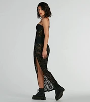 Kiss And Tell Sweetheart Sheer Lace Maxi Dress