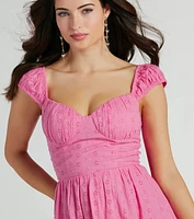 Swing Into The Season Tie-Back Eyelet Skater Dress