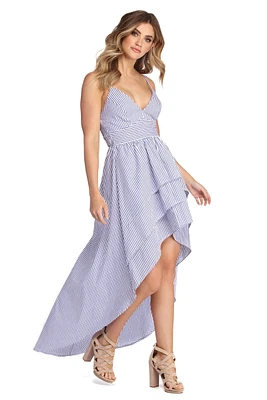 Nautical Babe High Low Maxi Dress