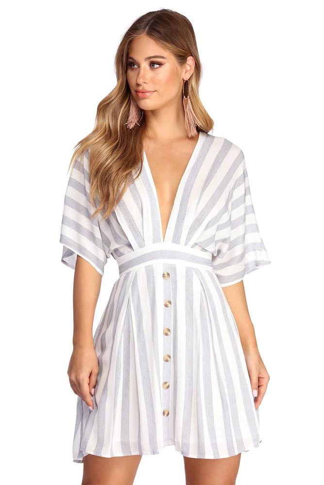 Buttoned Up Stripes Dress