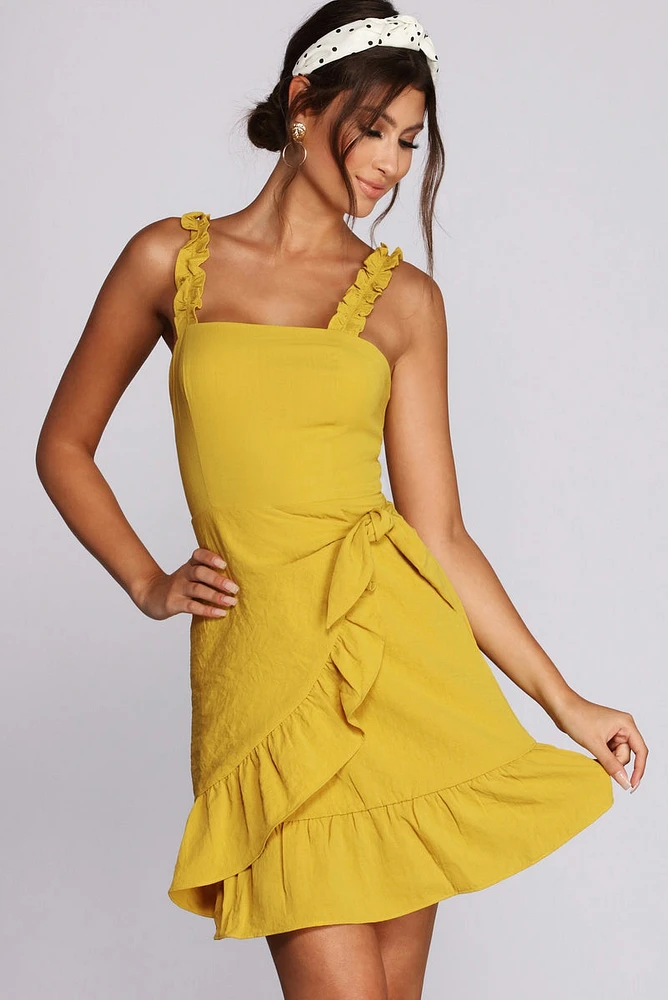 Charming Ruffles Wrap Dress