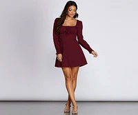 Long Sleeve Peasant Mini Dress