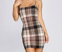 Plaid Knit Mini Dress