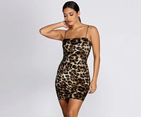 Sleeveless Velvet Leopard Mini Dress