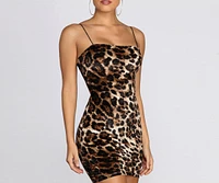 Sleeveless Velvet Leopard Mini Dress